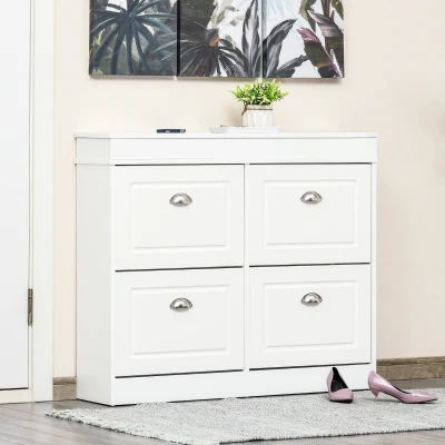 HOMCOM Scarpiera 98cm x 24cm x 83cm Bianco