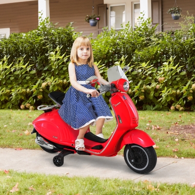 Motocykl dla dzieci HOMCOM z muzyką MP3 marki VESPA czerwony