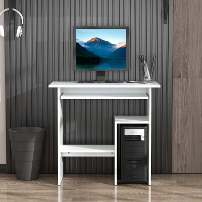 HOMCOM Computertisch, Schreibtisch, Bürotisch, Gamingtisch, Kinderschreibtisch PC-Tisch, Weiß, 80 x 45 x 75 cm