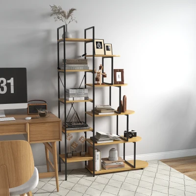 HOMCOM Scaffale Libreria a 10 Livelli in Truciolato e Acciaio