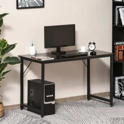 HOMCOM Secdretária Mesa de Computador com Pés Ajustáveis e Estrutura em Aço Secretária Estilo Moderno 120x60x73 cm Marrom Escuro e Preto