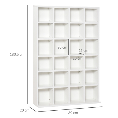 HOMCOM Mobilier Librerie in Lemn 24 Compartimente, Alb, 130.5x89x20cm(m-3)