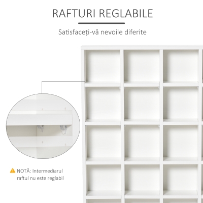 HOMCOM Mobilier Librerie in Lemn 24 Compartimente, Alb, 130.5x89x20cm(m-5)