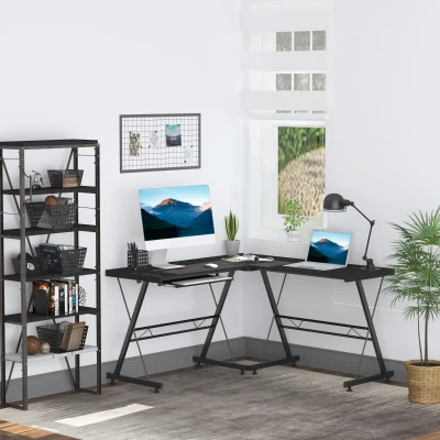 HOMCOM Scrivania angolare 130cm x 130cm x 73.5cm Black