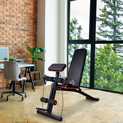 HOMCOM Foldable Exercise Bench 6 Levels Adjustment - Black/Red