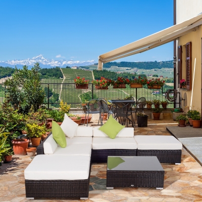 set mobilier gradina 18 bucati, 80x80x50cm, maro