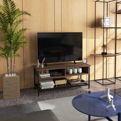 HOMCOM Mobile Porta TV fino 48" Stile Industriale Legno e Acciaio