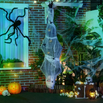 HOMCOM Halloween Mumia, Dekoracja z Efektem Dźwiękowym, z Sensorem Ruchu i LED, 60 cm x 16 cm x 170 cm