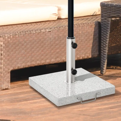 Outsunny Base para Chapéu de Sol de Mármore Universal com 2 Rodas e Alça de Transporte para Mastros de Ø35/38/42mm Suporte para Chapéu de Sol de Exterior 42x42x36cm Cinza