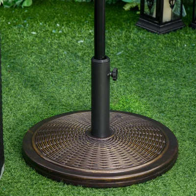 Outsunny Base para Chapéu de Sol Peso 14 kg de Cimento para Mastros de 35 mm 38mm e 48 mm  Ø48x34 cm Preto e Bronze