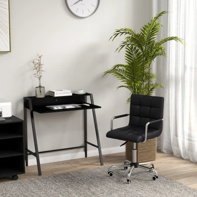 HOMCOM Office Desk Set with Swivel Chair & Storage, Black