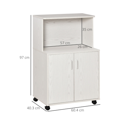 HOMCOM mobilier de bucatarie cu roti, 60.4x40.3x 97cm, textura lemn alb/dungat(m-3)