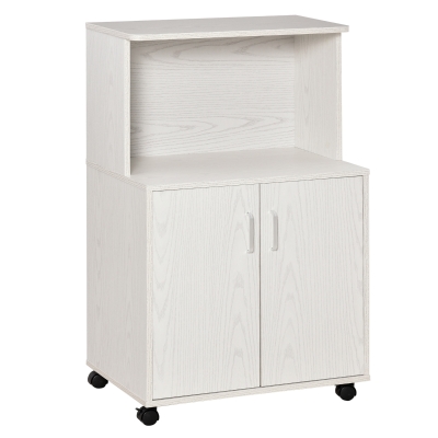 HOMCOM mobilier de bucatarie cu roti, 60.4x40.3x 97cm, textura lemn alb/dungat(m-1)