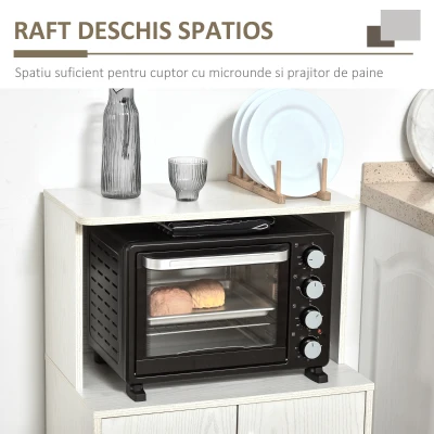 HOMCOM mobilier de bucatarie cu roti, 60.4x40.3x 97cm, textura lemn alb/dungat(m-5)