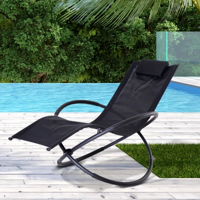 Outsunny Sedia a dondolo 154cm x 80cm x 84cm Nero