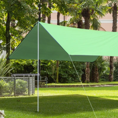 Outsunny Poste para Toldo Vela o Toldo de Refugio Mástil para Tienda de Campaña Fácil de Montar y Desmontar 2,5x300 cm Blanco
