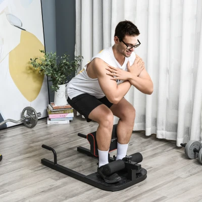HOMCOM 3-en-1 Máquina Equipo de Sentadilla para Ejercicios Abdominales Tablero Supino Multifuncional Ayuda en Cuclillas Equipo Negro