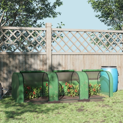 Outsunny Estufa 295x100x80 cm para Jardim Varanda Estufa Pequena para Cultivo de Plantas com 3 Janelas Estrutura de Aço e PVC Verde