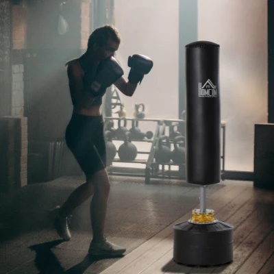 Worek treningowy podstawa sprężynowa wolnostojący trening boks dorośli czarny