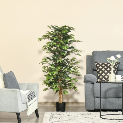 HOMCOM sztuczne rośliny w doniczce 150 cm FICUS sztuczne drzewo doniczka plastikowa