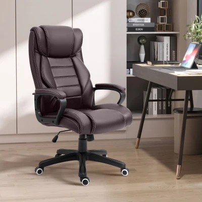 Vinsetto 6 Points Vibration Massage Executive Office Chair Extra Padded Swivel Ergonomic High Back Desk Chair, Brown