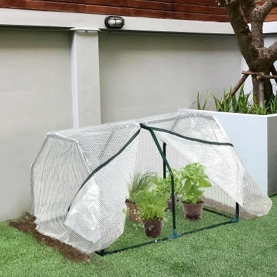 Outsunny Mini Serra da Giardino in PE e Acciaio Ingresso a Zip