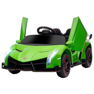 HOMCOM Coche Eléctrico Lamborghini Infantil de 3 a 6 Años Puerta de Tijera con Control Remoto y MP3 111x61x45 cm Verde