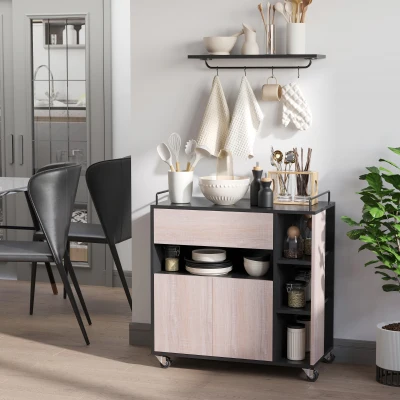 HOMCOM Carrello da Cucina 76.5cm x 40cm x 82cm Color Legno