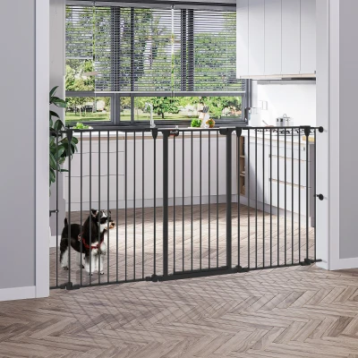 PawHut Cancelletto per Cani con Doppio Blocco 206x90cm Nero