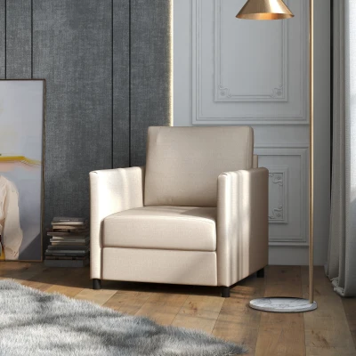 HOMCOM Poltrona Moderna e Imbottita con Tasca Interna Beige