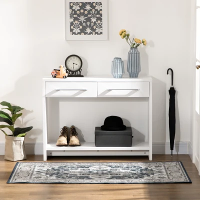 HOMCOM Persian Rugs Carpet, Boho Bohemian Area Rugs Large Carpet Vintage for Living Room, Bedroom, Dining Room, 80x150 cm, Grey