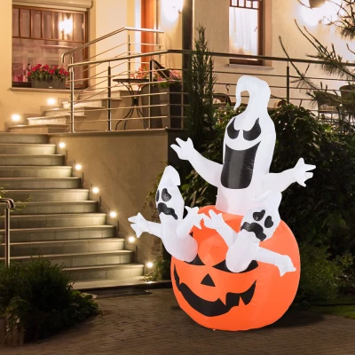 HOMCOM opblaasbare halloween decoratie opblaasfiguur LED-verlichting boom heksen kat pompoen