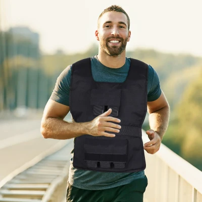 HOMCOM® Kamizelka Treningowa z Obciążeniem 30 kg Trening Siłowy Fitness Oxford Żelazo Czarny