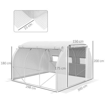 Telone Di Ricambio Per Serra Tunnel Outsunny | 4x3x2 Metri (12 M²) | PE Anti-UV E Impermeabile | Con 8 Finestre Laterale E Porta Zip | Protezione Per Orto E Giardino