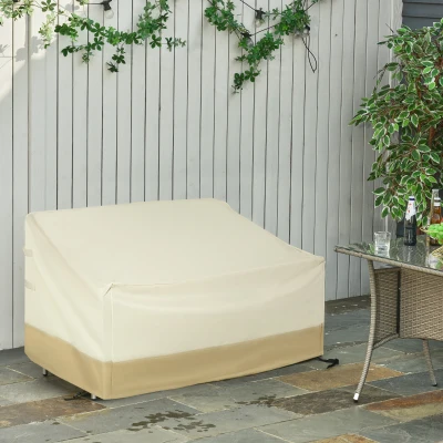 Outsunny Waterproof Furniture Cover For 3 Seat Rattan Sofa, 600D Oxford Cloth, 152Lx87Wx58-79H cm-Beige/Coffee