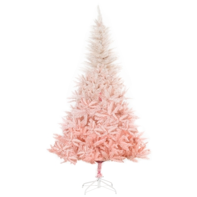 HOMCOM 6FT Pink Artificial Christmas Tree, Xmas Holiday Decoration Ornament with Metal Stand, for Pretty Home