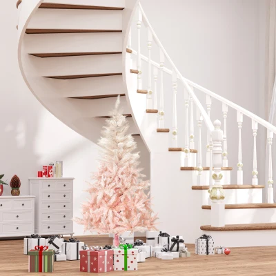 HOMCOM 5ft Pink Artificial Christmas Tree Holiday Home Decoration Ornament with Metal Stand