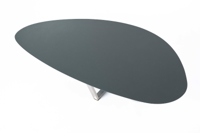 STONES Tavolino con top in MDF e struttura in metallo, 80x140x32cm, grigio scuro