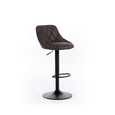STONES Set 2 Sgabelli in microfibra con struttura in metallo e leva, 45x50x84/100cm, grigio scuro, nero