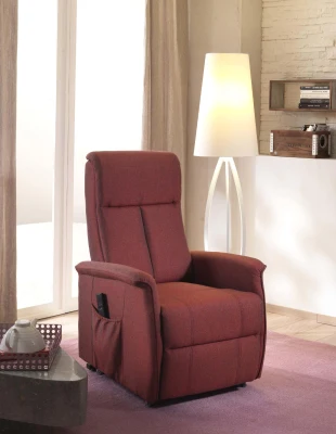 STONES Poltrona Relax con rivestimento in microfibra, elevatore e reclinatore elettrico, 75x82x110cm, rosso