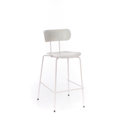STONES Set 4 Sgabelli in polipropilene, seduta e schienale in polipropilene, gambe in metallo, 45x51x98cm, bianco
