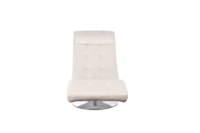 STONES Chaise longue con rivestimento in similpelle e base cromata girevole, 60x180x90cm, bianco