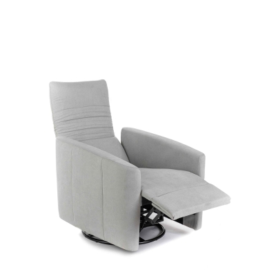 STONES Poltrona Relax reclinabile manuale con rivestimento in tessuto e base cromata in metallo, 85/140x70x69/96cm, grigio chiaro