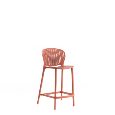 STONES Set 2 Sgabelli impilabili con seduta, schienale e gambe in polipropilene 46x42x93cm, arancione