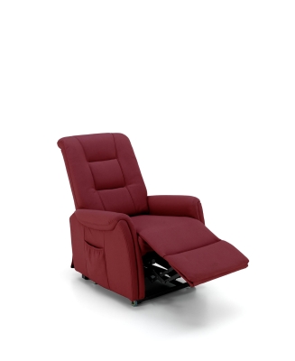 STONES Poltrona relax a 1 motore con ruote e tasca laterale portaoggetti, 90x75x107cm, bordeaux