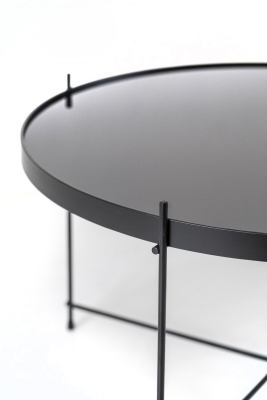 STONES Tavolino con top in vetro temperato e struttura in metallo, 70x70x40cm, nero