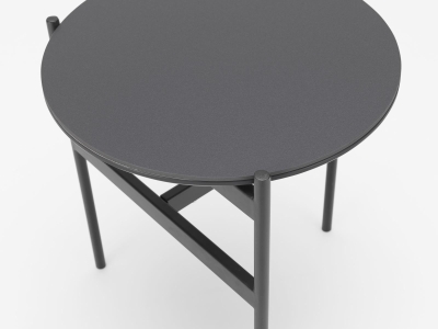 STONES Tavolino con top in ceramica con fondo in MDF e struttura in metallo, 40x40x45cm, grigio grafite