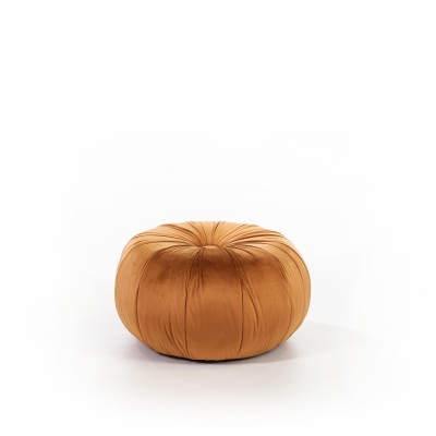 STONES Pouf in velluto con struttura in metallo, 36x36x30cm, arancione