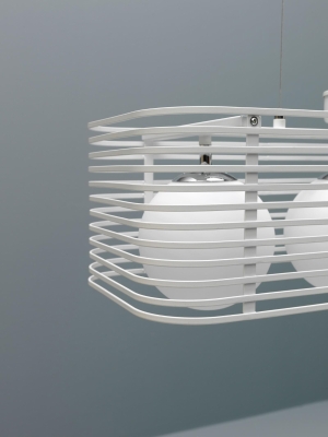 STONES Lampada a sospensione con paralume in metallo e cavo regolabile, 25x60x120cm, bianco