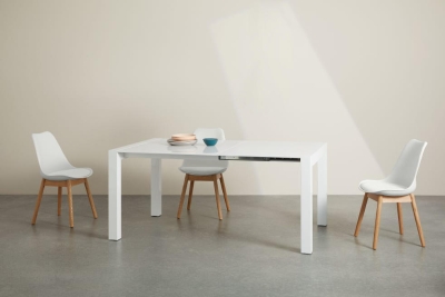 STONES Tavolo da pranzo allungabile fino a 8 posti, 90x103/170x76cm, bianco